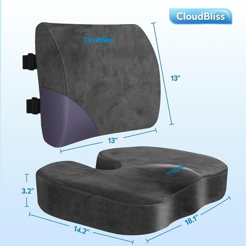 Memory Foam Seat Cushion & Lumbar Support Set